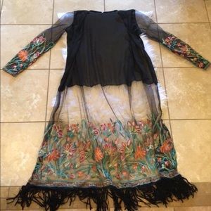 Sheer embroidered duster